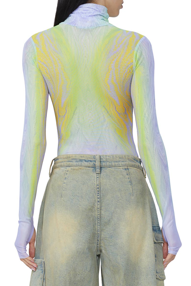 Zadie Print Turtleneck Mesh Top, Alternate, color, PLACED CITRUS SWIRL
