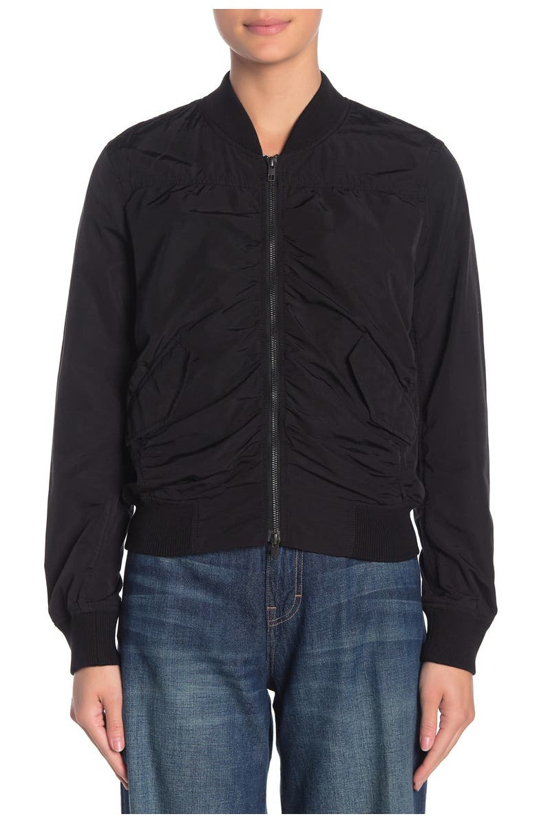 Vince Shrunken Crop Bomber Jacket, Alternate, color, Black