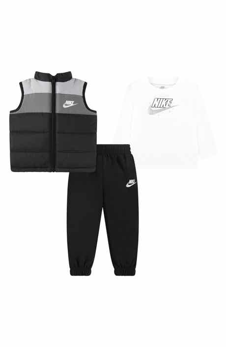 Nike Colorblock Puffer Vest, Long Sleeve Tee & Joggers Set