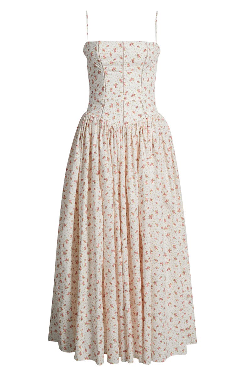 HOUSE OF CB Ysabella Floral Stretch Cotton Maxi Sundress, Main, color, White Rose Floral