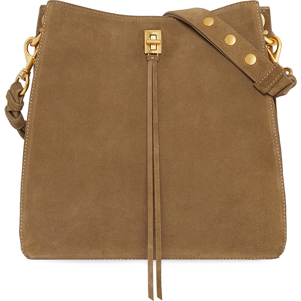 Rebecca Minkoff Darren Stud Suede Shoulder Bag In Praline