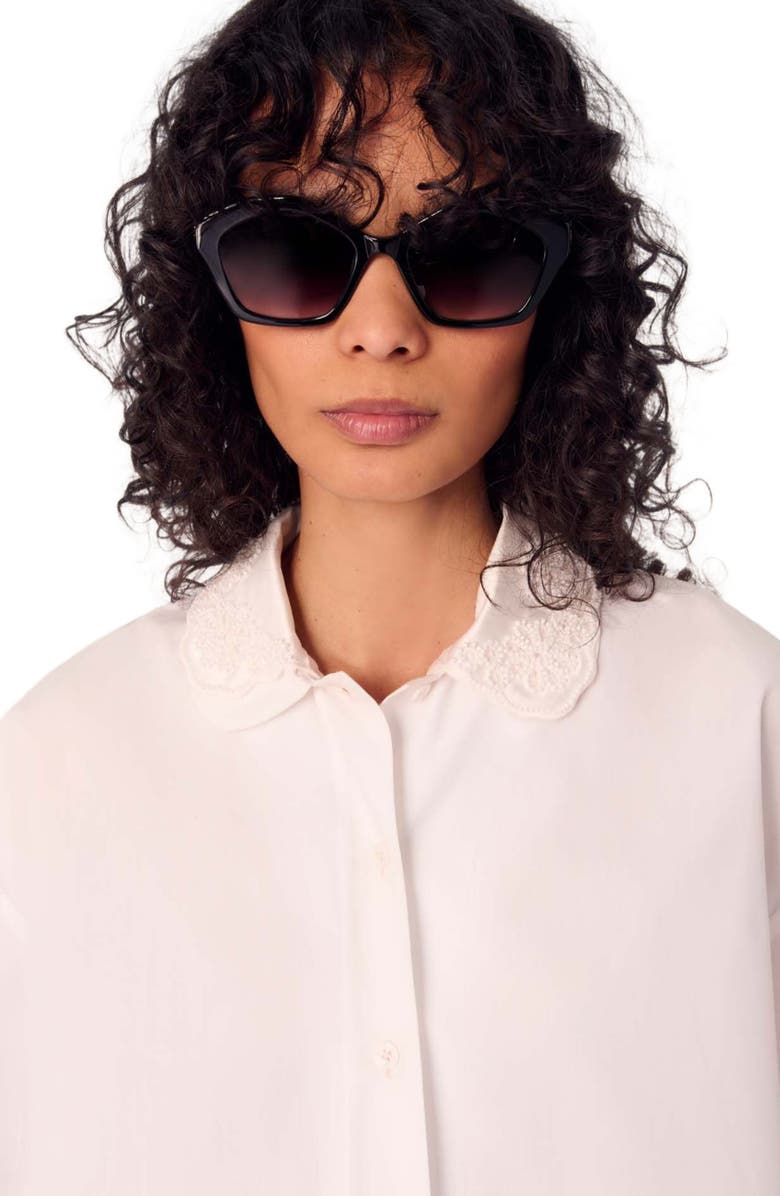 maje Short shirt with embroidered collar, Alternate, color, 