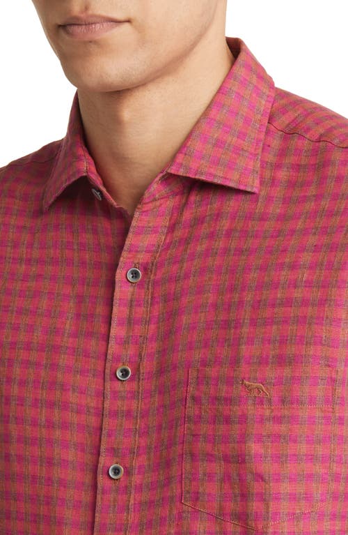 Rodd & Gunn White Pine Avenue Check Linen Button-up Shirt In Flamingo