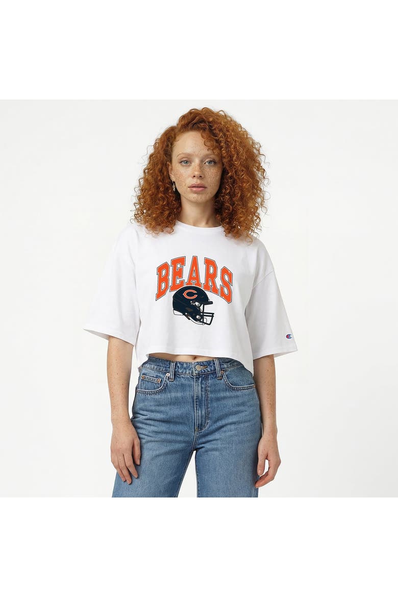 Women's Champion  White Chicago Bears Boyfriend Cropped T-Shirt, Main, color, White