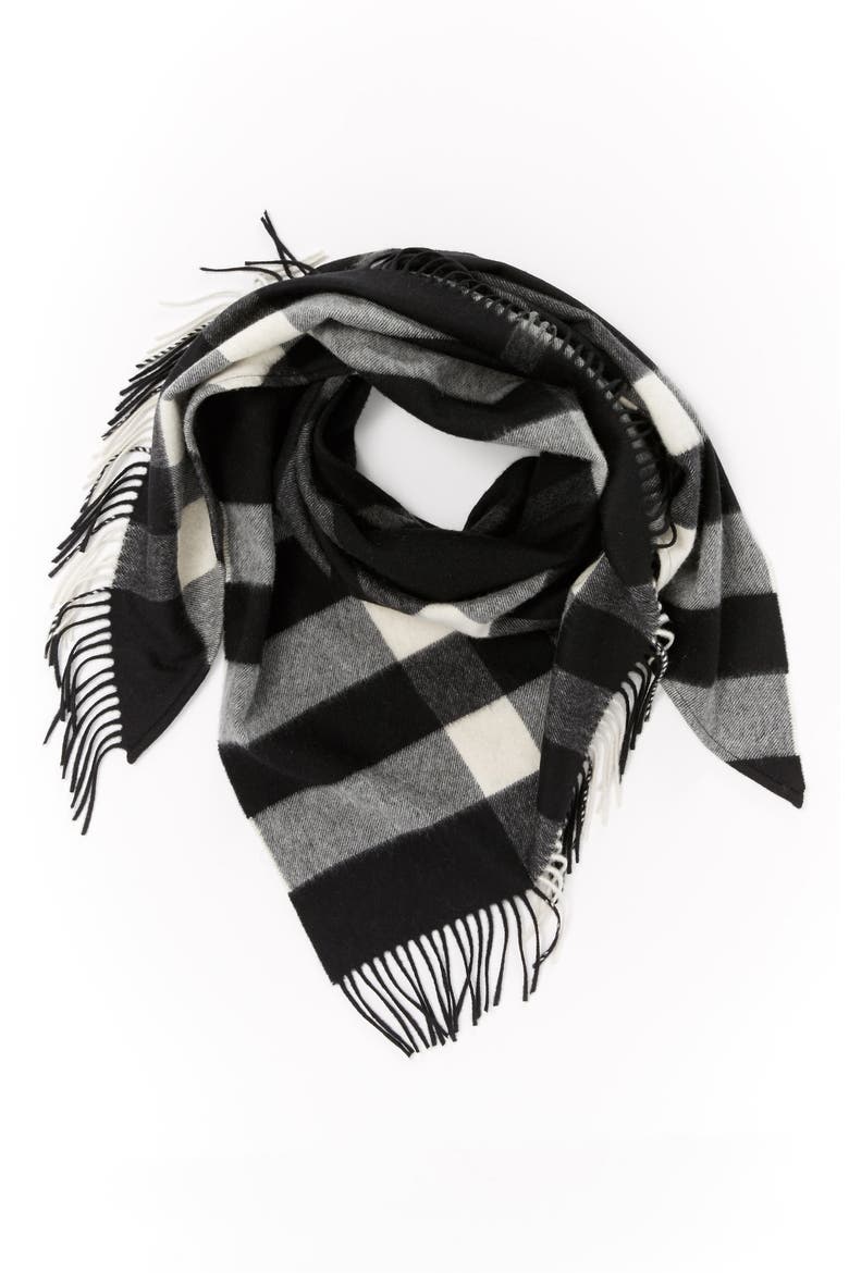 Mega Check Cashmere Scarf, Alternate, color, BLACK
