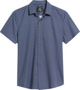 W.R.K Trim Fit Hexagon Print Short Sleeve Performance Button-Up Shirt