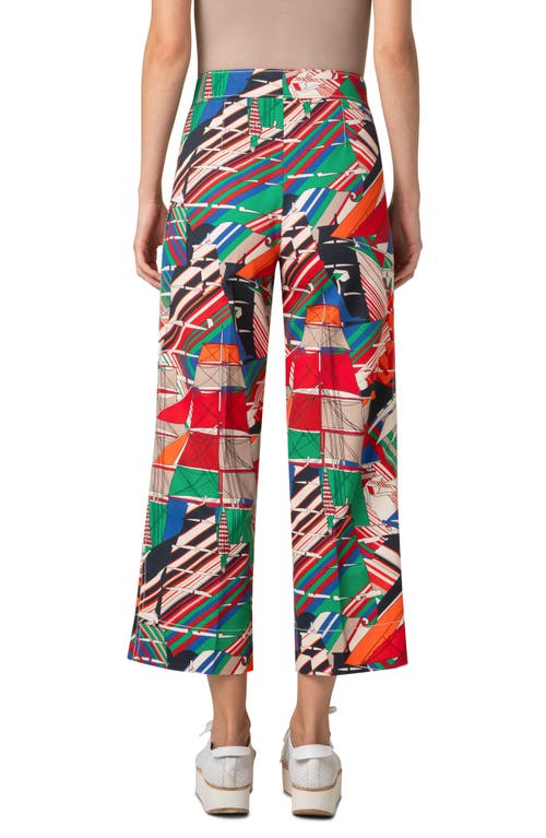Akris Punto Chieko Sea Clipper Print Crop Wide Leg Jeans In Multicolor