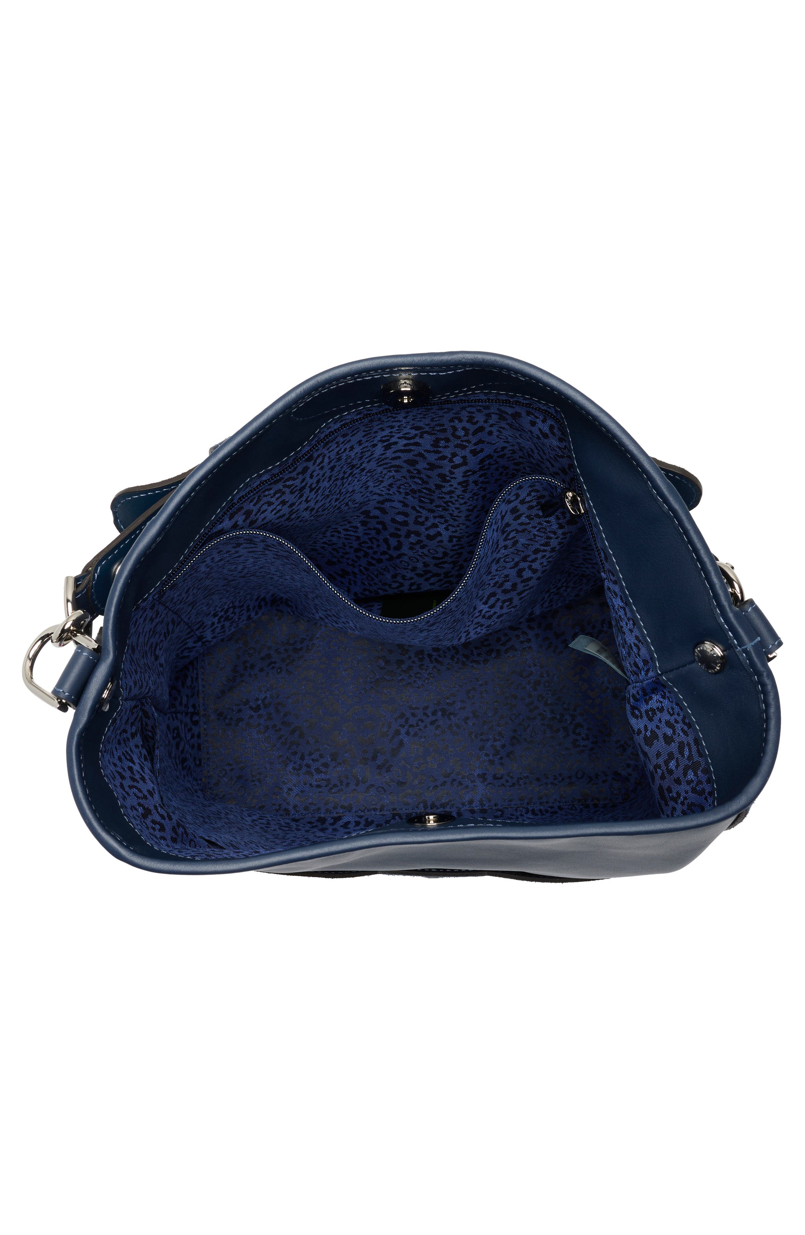Longchamp Mademoiselle Leather Bucket Bag, Alternate, color, Pilot Blue