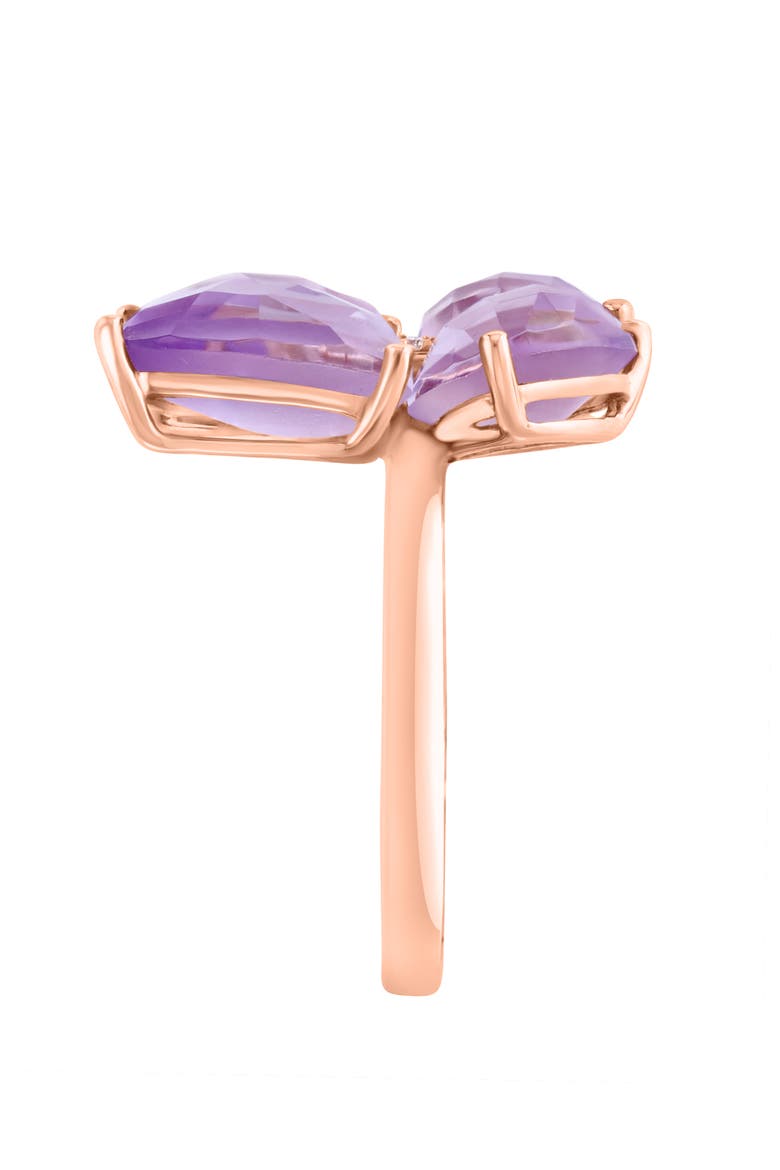 14K Rose Gold Diamond & Pink Amethyst Butterfly Ring, Alternate, color, 14K Gold