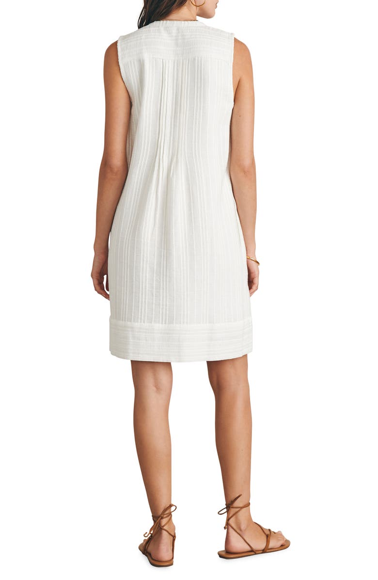 Faherty Isha Pintuck Organic Cotton Shift Dress, Alternate, color, White