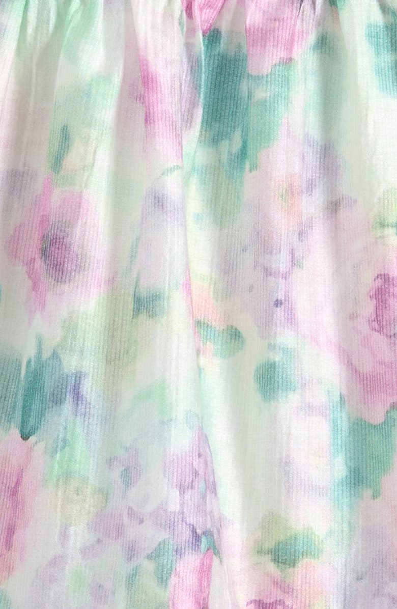 Ava & Yelly Kids' Floral Puff Sleeve Tiered Party Shirtdress, Alternate, color, Lilac