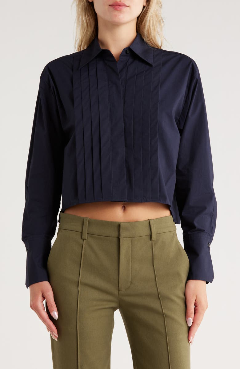 A.L.C. Cam Cotton Button-Up Shirt, Main, color, Maritime Navy