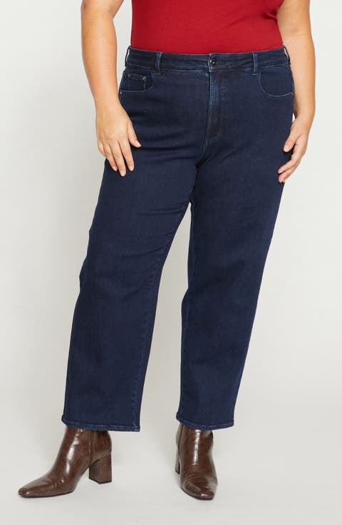 Etta High Waist Ankle Straight Leg Jeans (Plus)