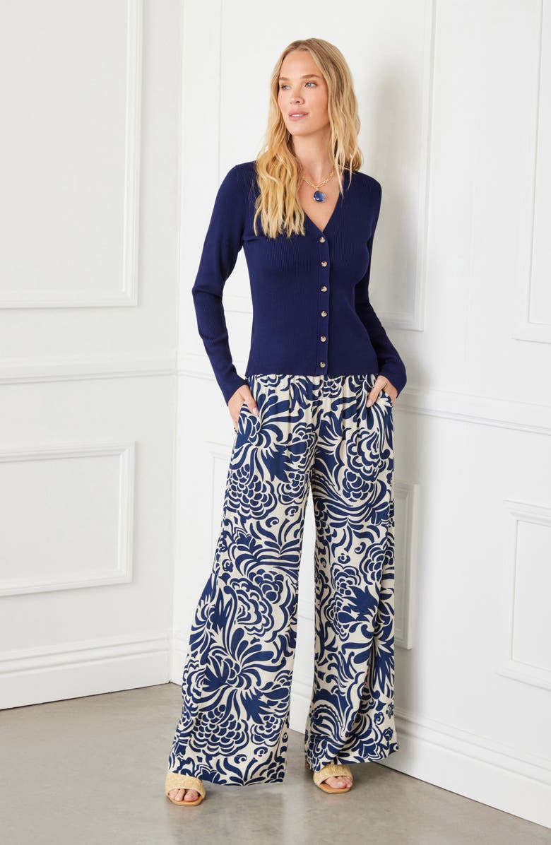 Karen Kane Rib Cardigan, Alternate, color, Navy