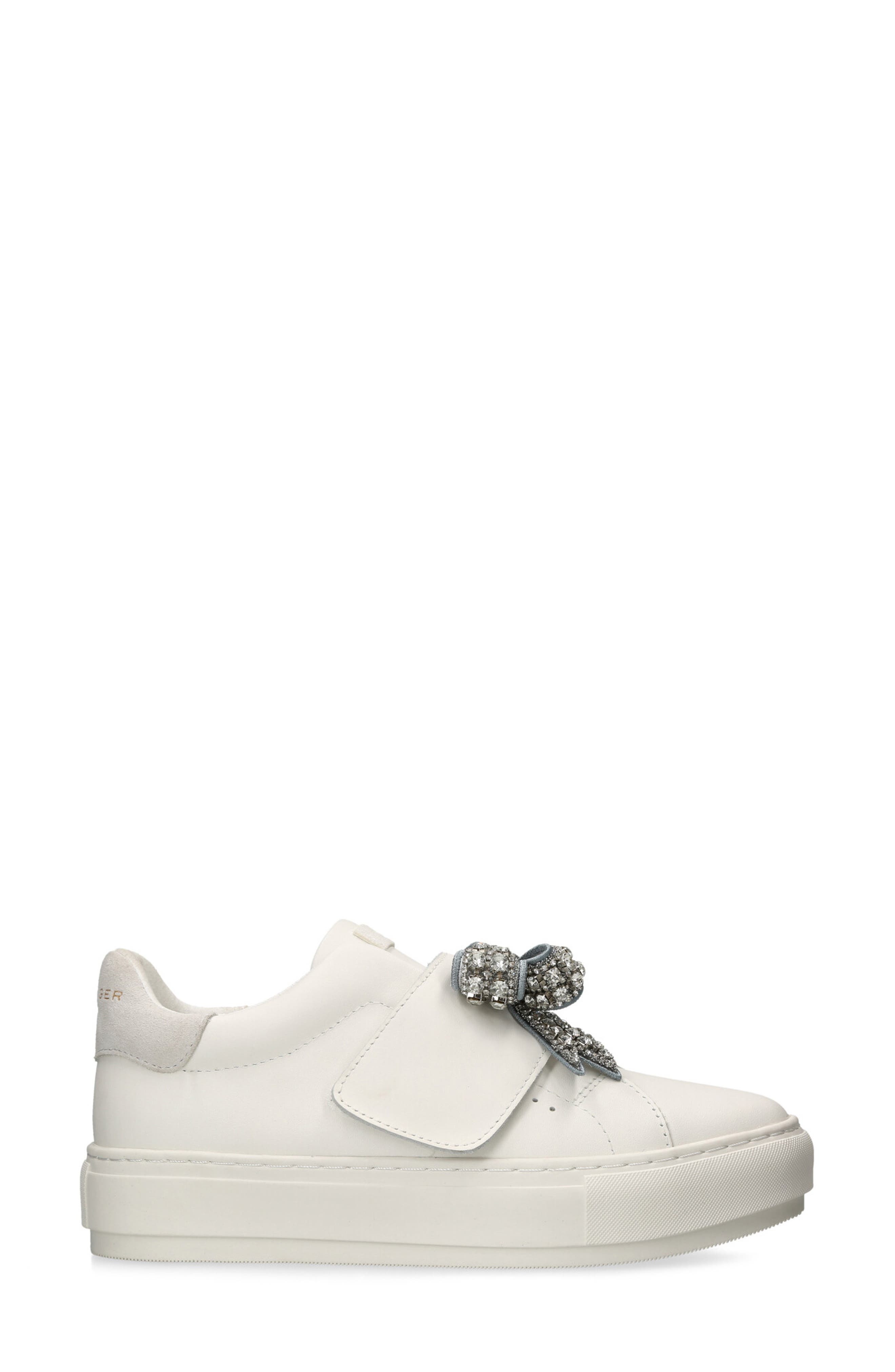 Kurt Geiger London Laney Bow Sneaker, Alternate, color, Silver Com