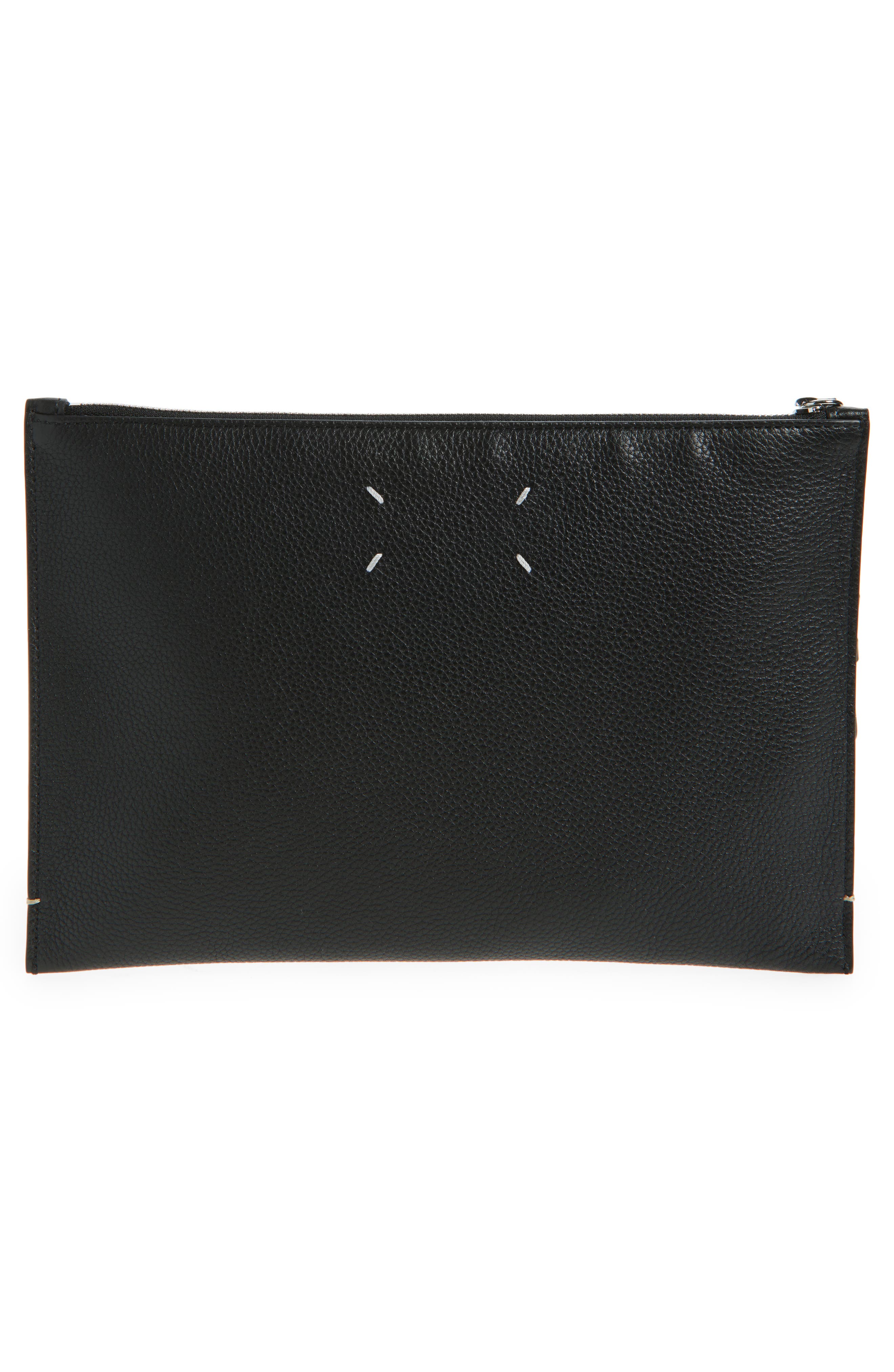 Maison Margiela Large MM4 Leather Wristlet Pouch, Alternate, color, Black/ Black/ Black