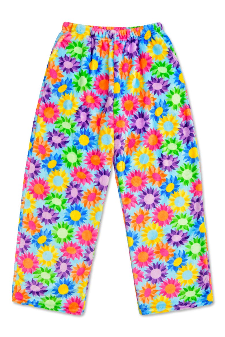 Kids' Sunflowers Plush Pants, Main, color, RAINBOW MULTI