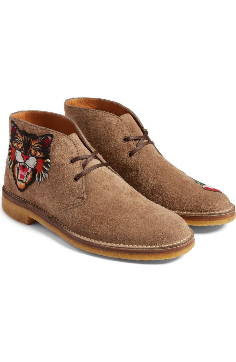 Gucci New Moreau Embroidered Chukka Boot, Main, color,