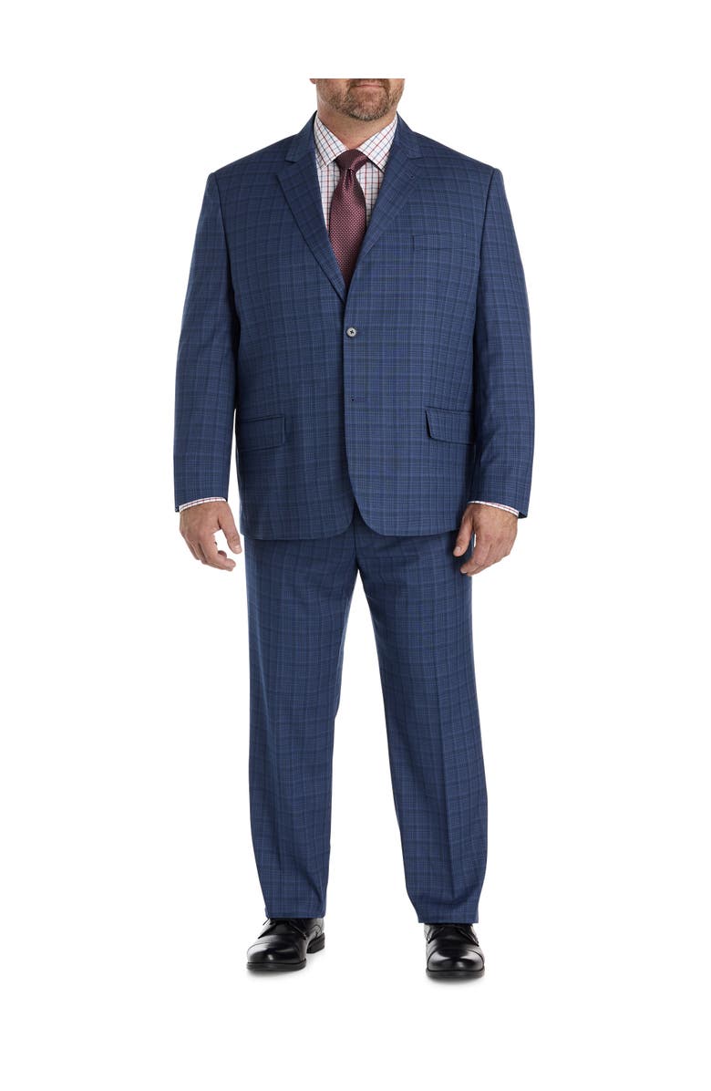 Oak Hill by DXL Big & Tall Washed Plaid Suit Pants, Alternate, color, Blue