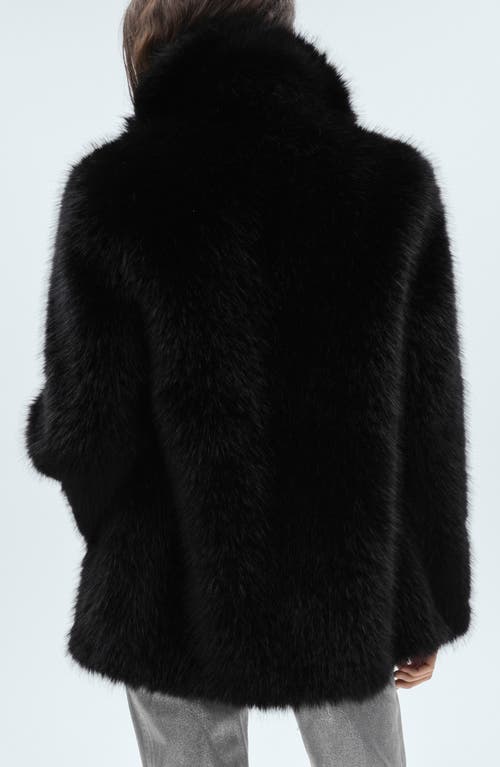 Mango Faux Fur Coat In Black