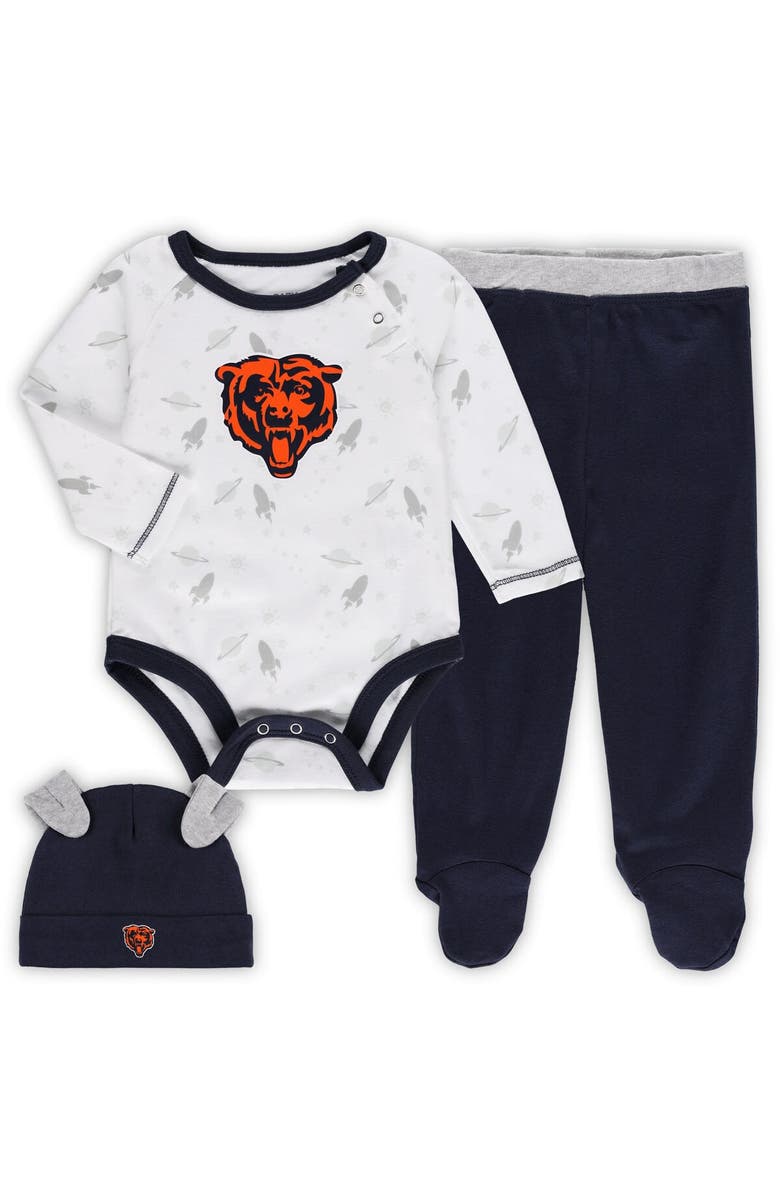 Outerstuff Newborn & Infant White/Navy Chicago Bears Dream Team Bodysuit Pants & Hat Set, Main, color, 