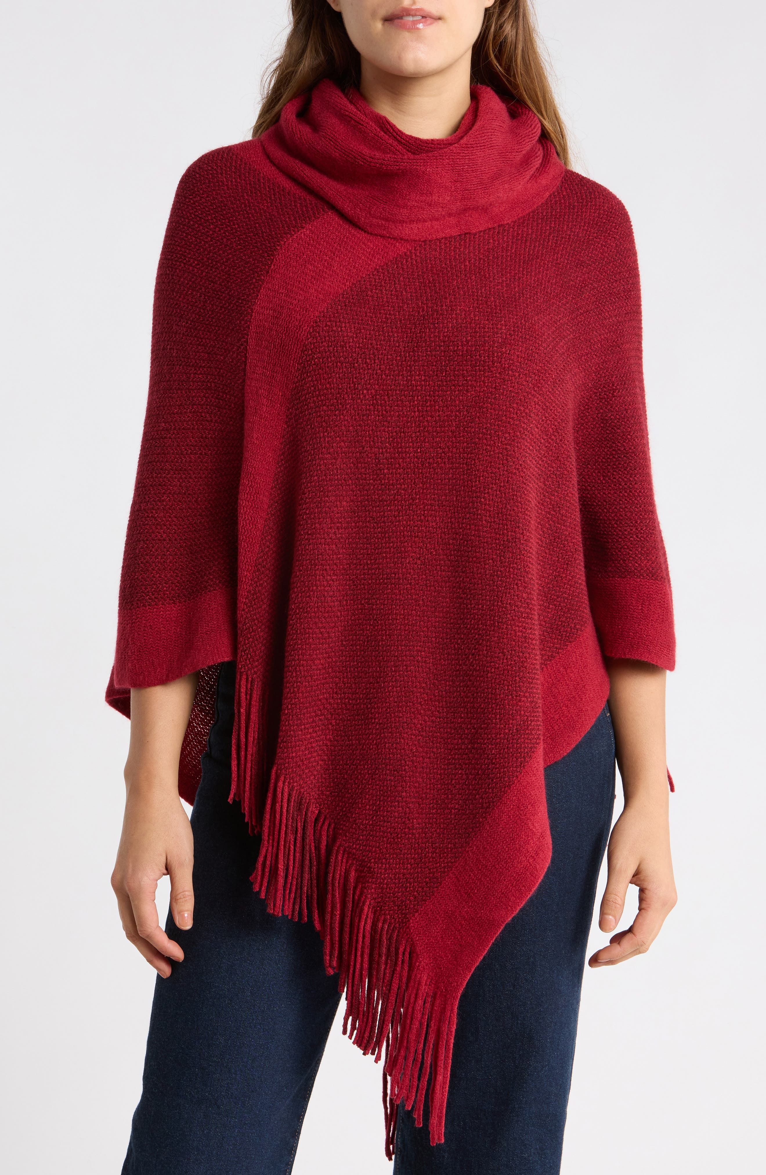 Cowl Neck Knit Poncho