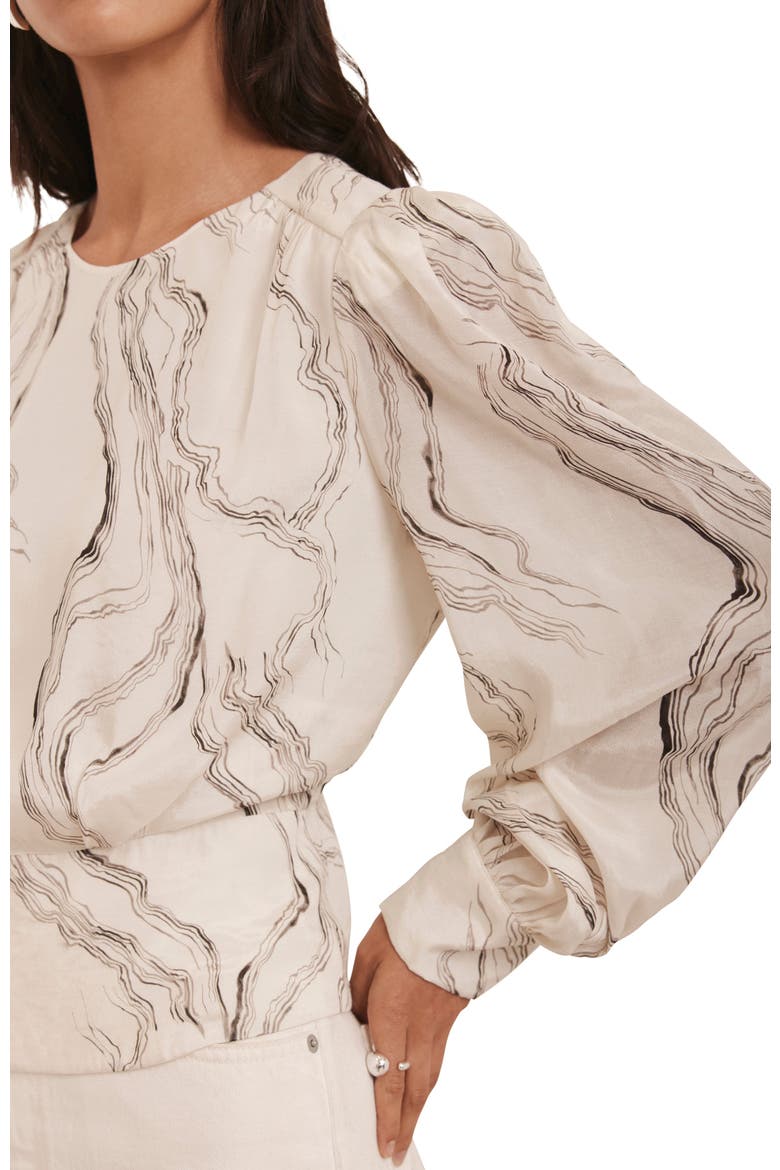 Marble Print Blouse, Alternate, color, Cream