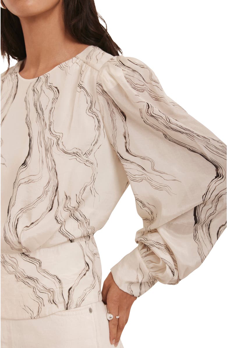 MINT VELVET Marble Print Blouse, Alternate, color, Cream