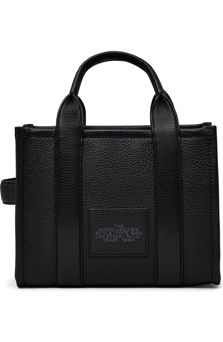 Marc Jacobs The Leather Small Tote Bag, Alternate, color, Black