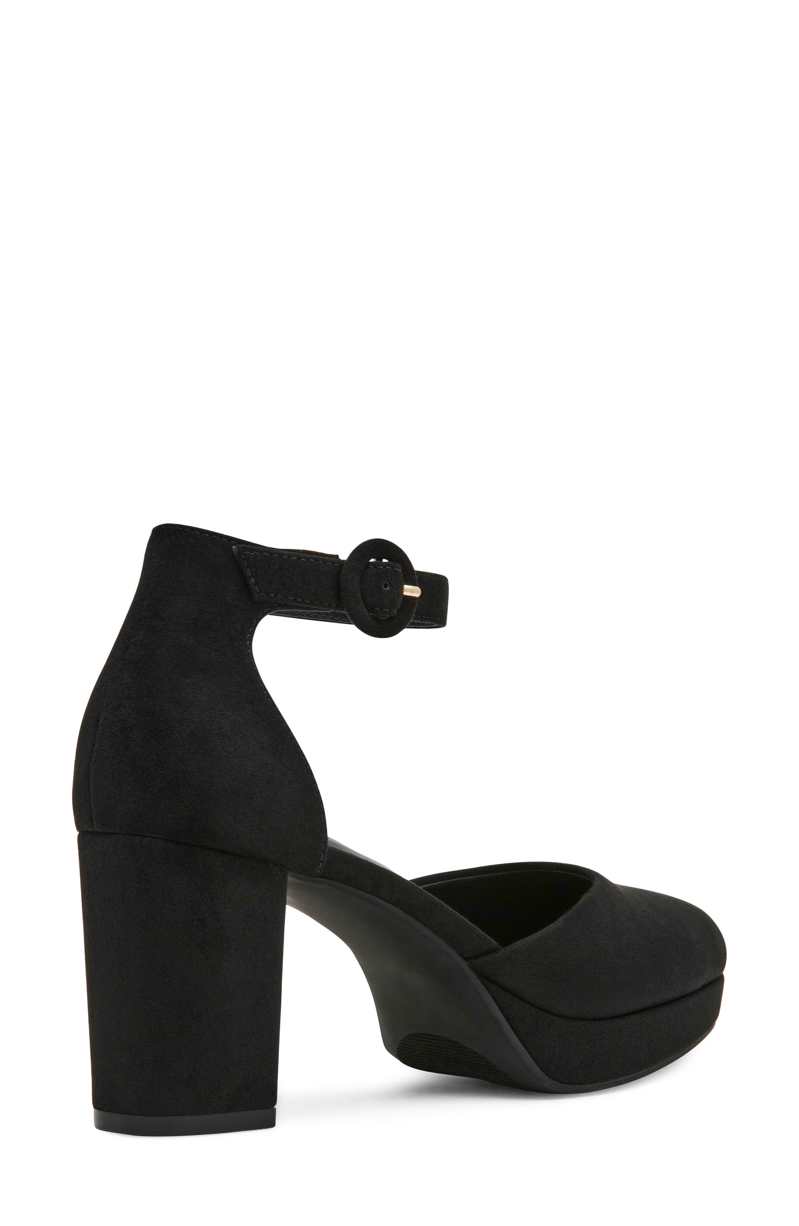 Faith Platform Ankle Strap Pump, Alternate, color, BLACKK MICRO SUEDE