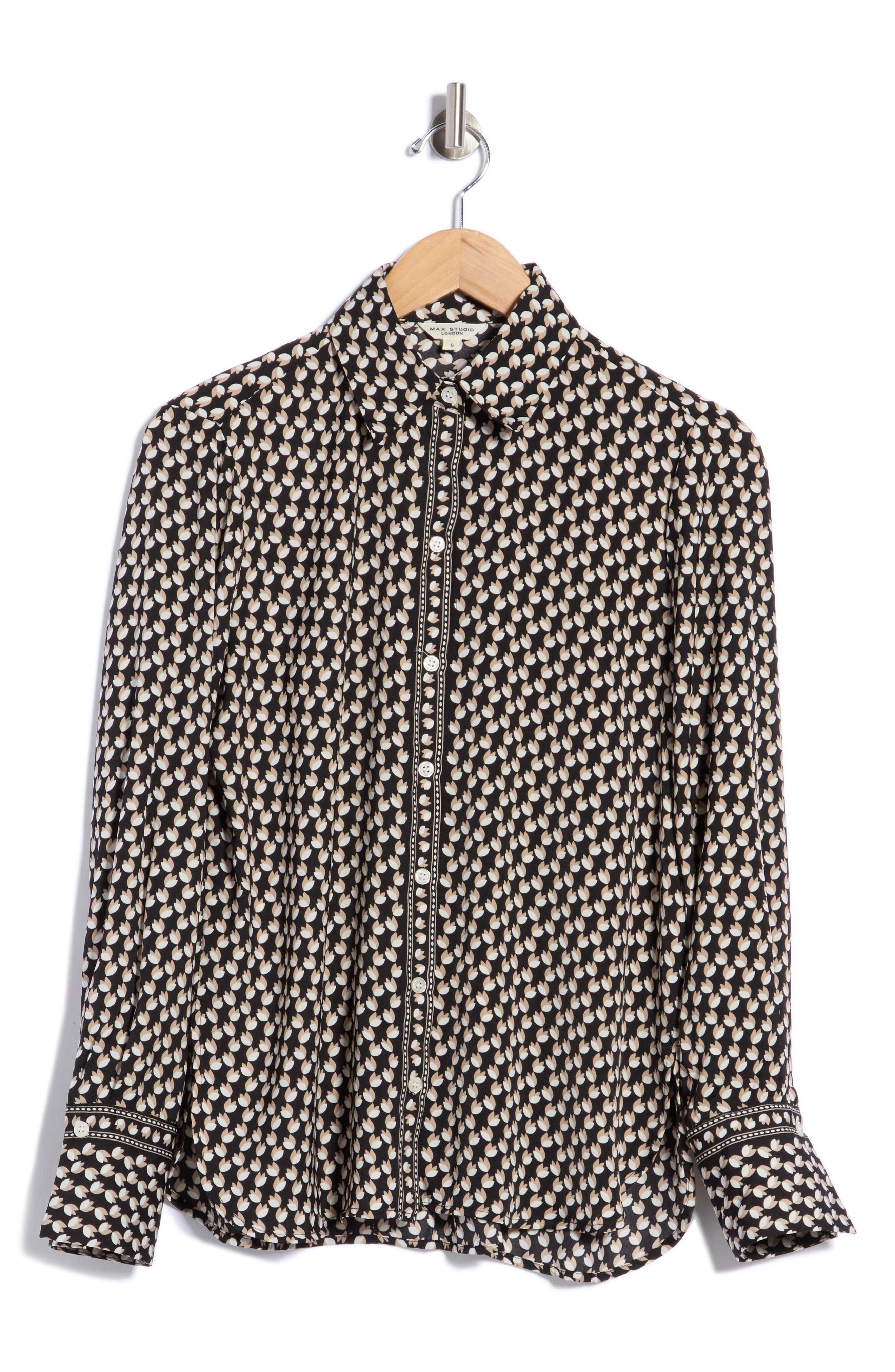 Print Button Front Blouse