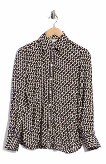 Print Button Front Blouse