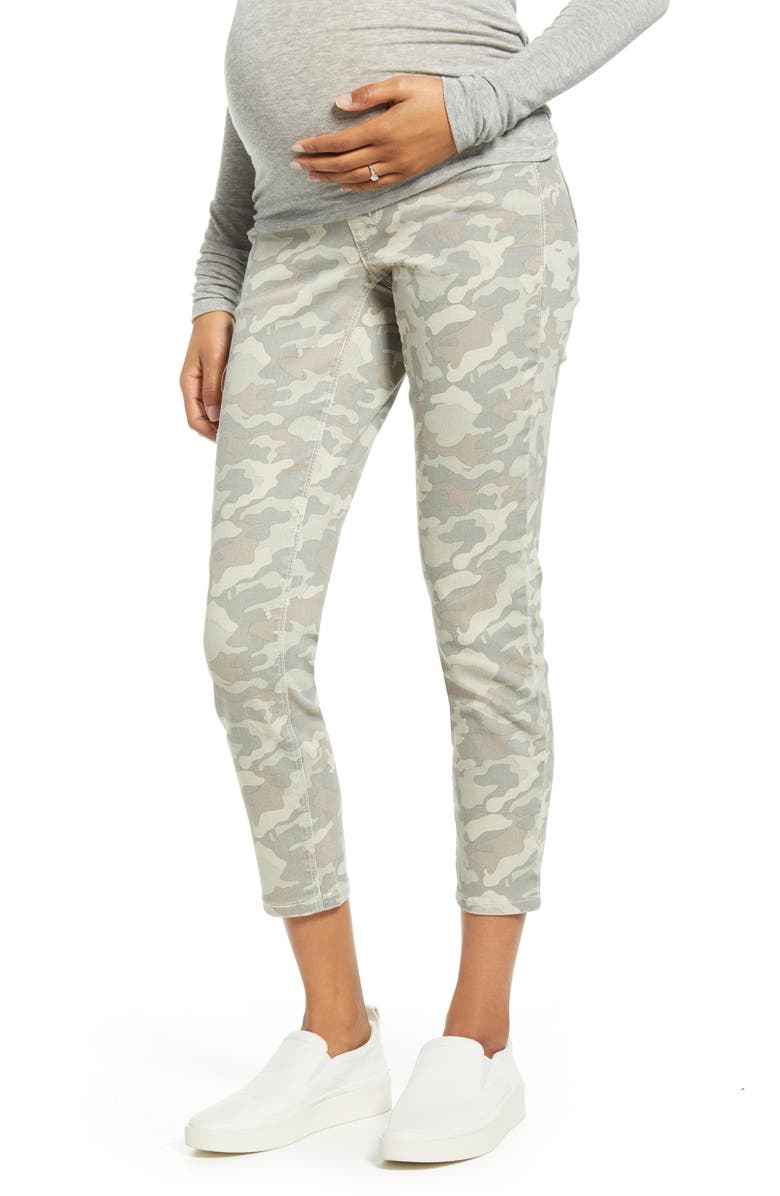 1822 Denim Camo Print Ankle Maternity Skinny Jeans, Main, color,