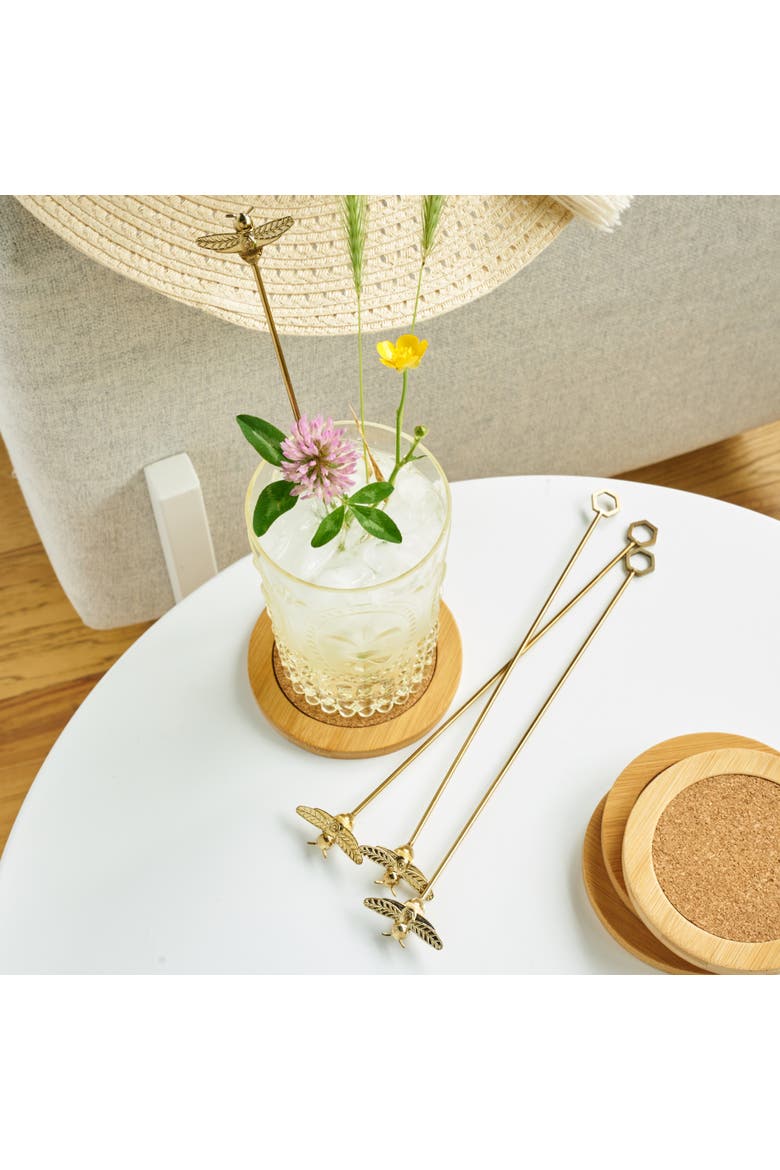 Bumble Bee Stir Sticks Set of 4, Alternate, color, Gold