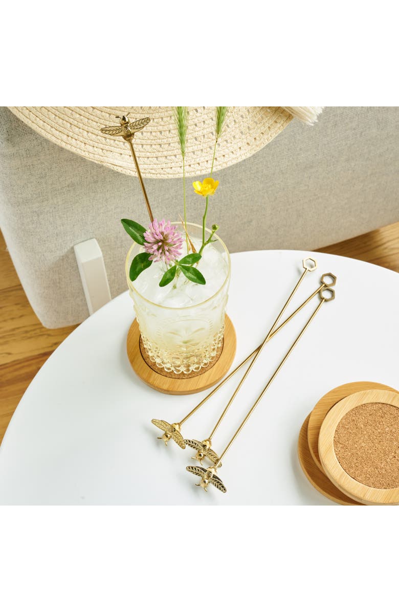 TWINE Bumble Bee Stir Sticks Set of 4, Alternate, color, Gold