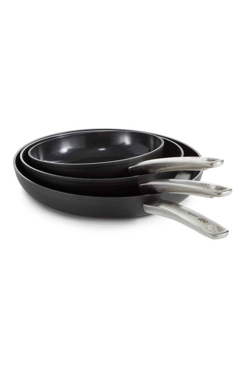 Set of 3 Graphite Non-Stick Frying Pan Set, Alternate, color, BLACK