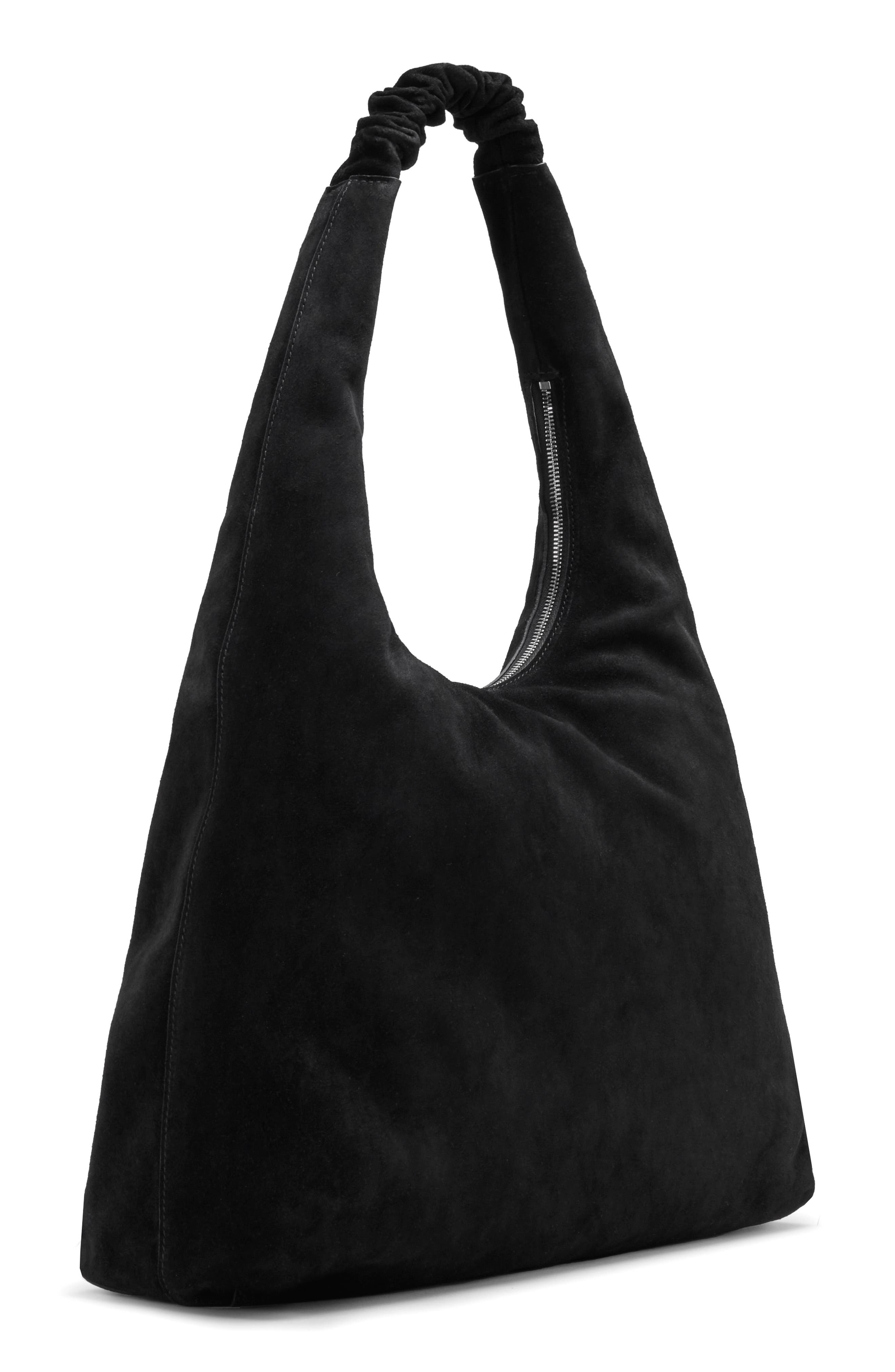 Reformation Willow Tote Bag, Alternate, color, Black Suede