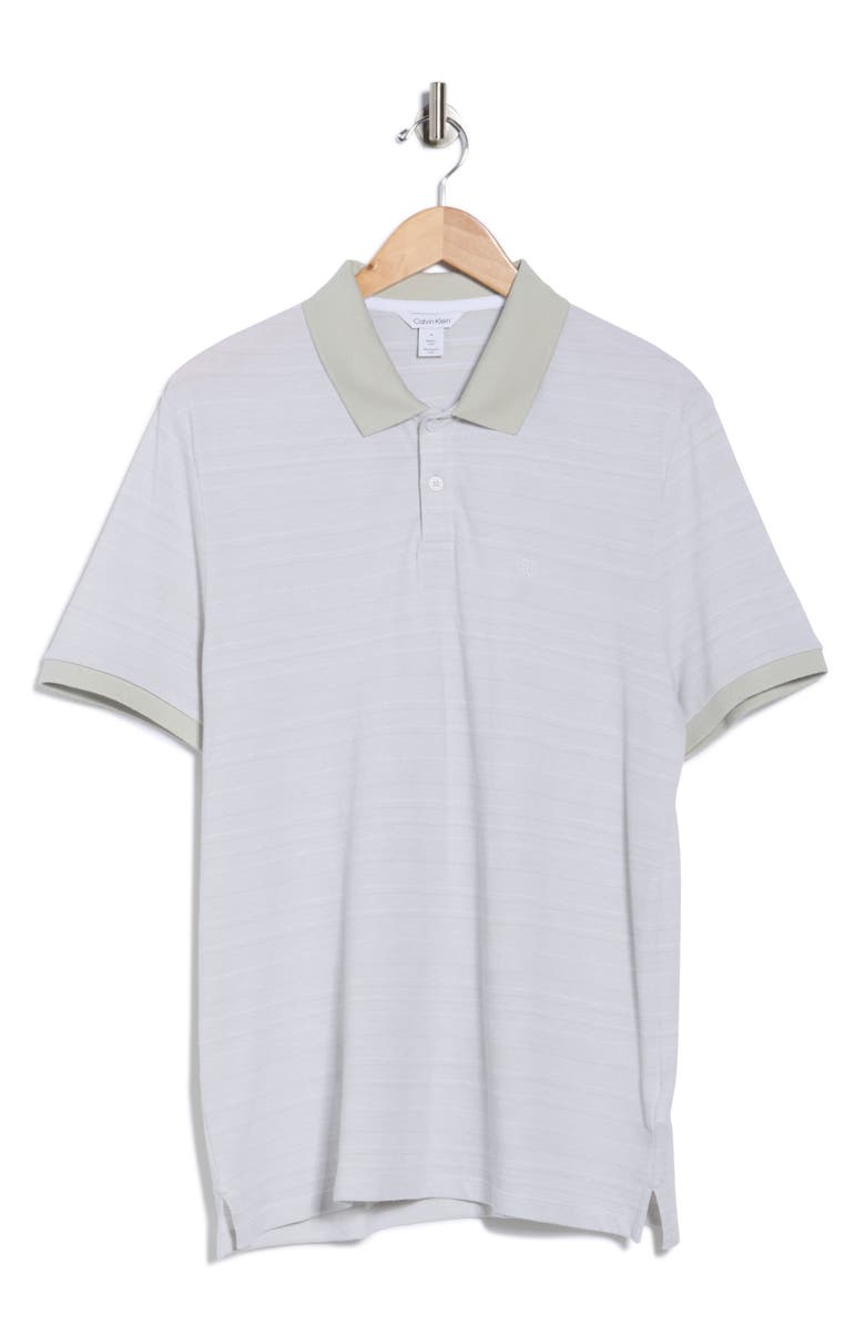 Calvin Klein Stripe Jacquard Knit Polo, Alternate, color, White