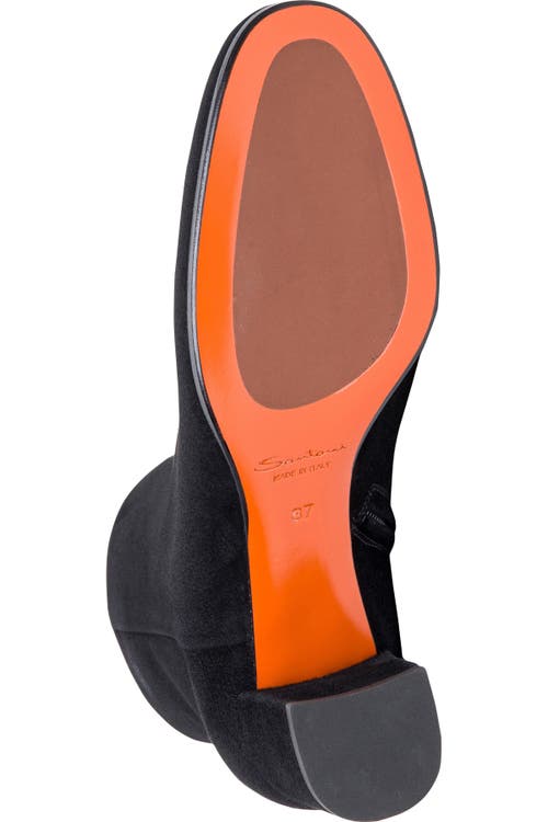Santoni Suede Mid-heel Ankle Boot In Black