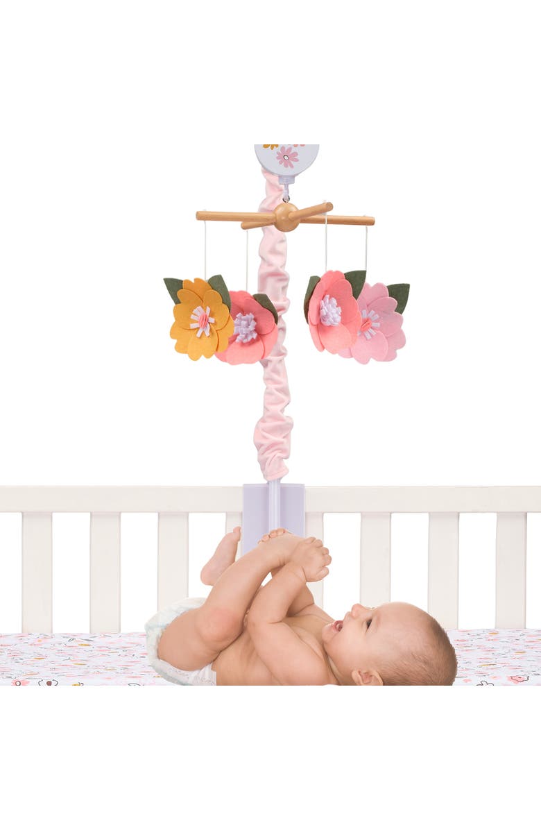 Lambs & Ivy Little Garden Felt Flowers Musical Baby Crib Mobile Soother Toy, Alternate, color, Multicolor