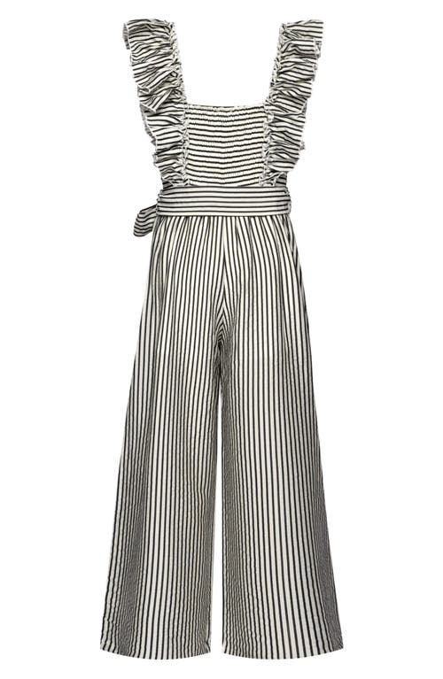 Truly Me Kids' Stripe Ruffle Jumpsuit In Black