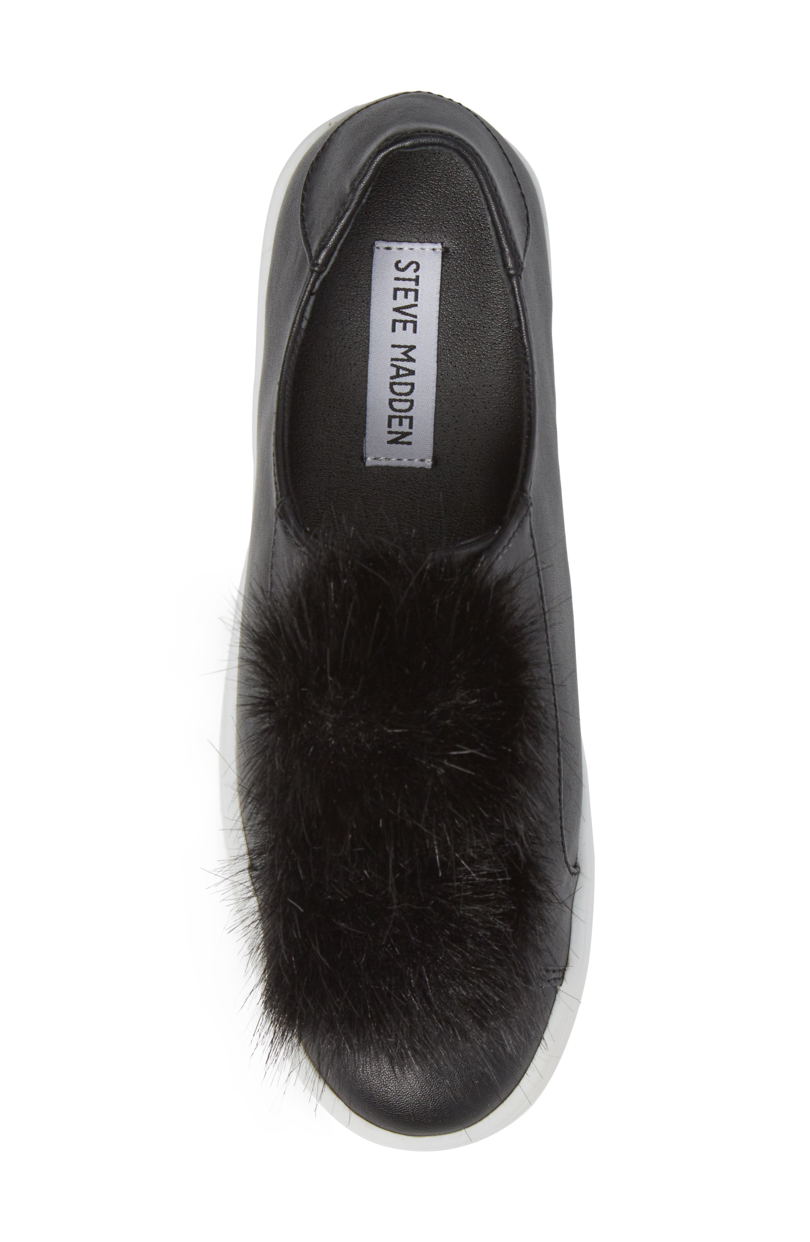 Steve Madden Breeze Faux Fur Pom Sneaker, Alternate, color, 