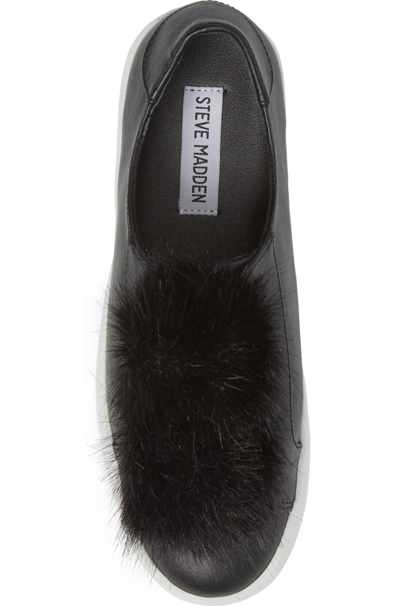 Steve Madden Breeze Faux Fur Pom Sneaker, Alternate, color,