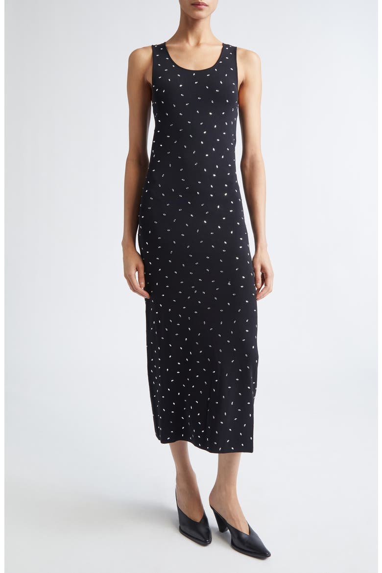 Geordie Crystal Embellished Jersey Dress, Main, color, BLACK
