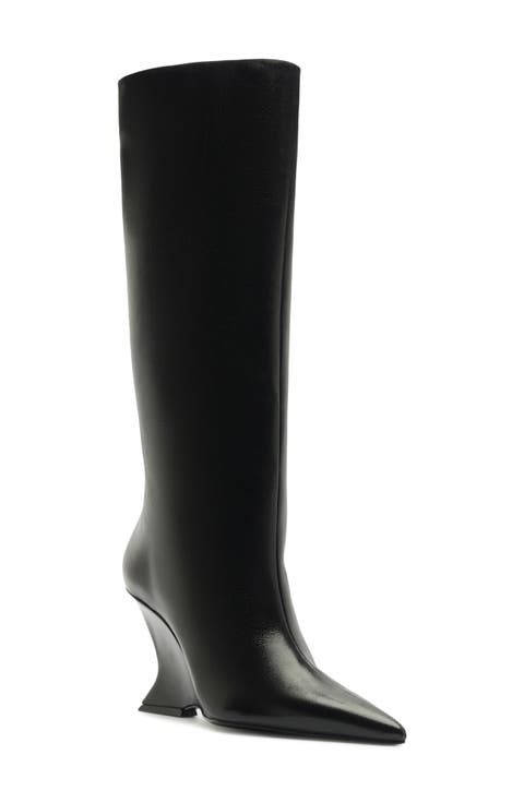 Siena Pointed Toe Knee High Wedge Boot