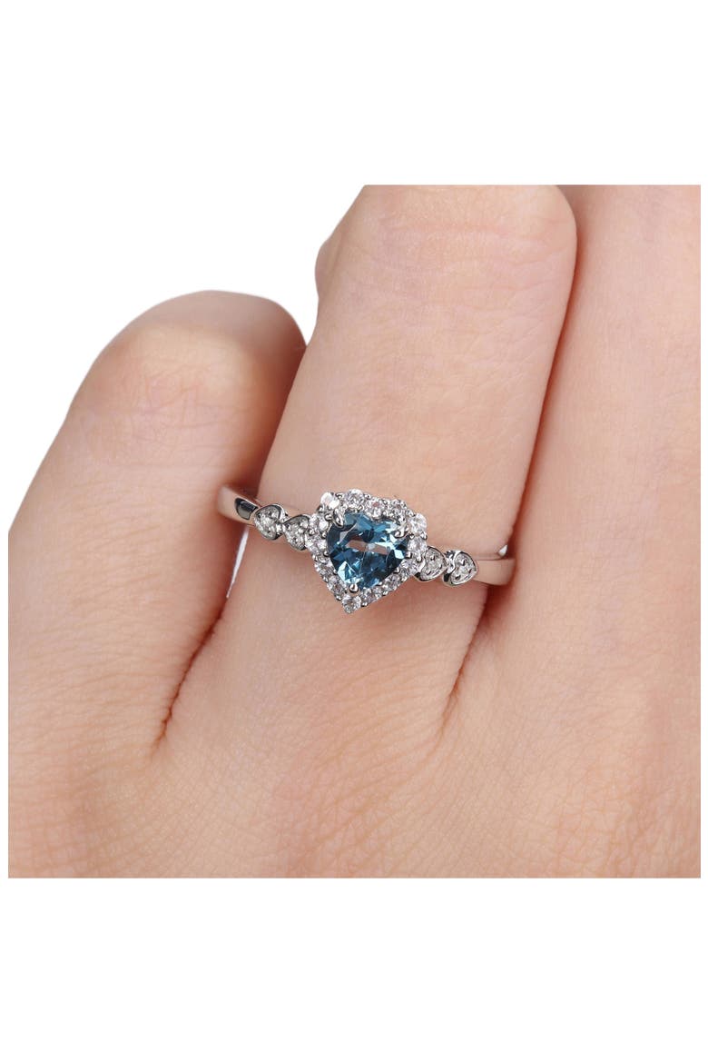 Sterling Silver Cubic Zirconia Heart Shape Ring, Alternate, color, BLUE