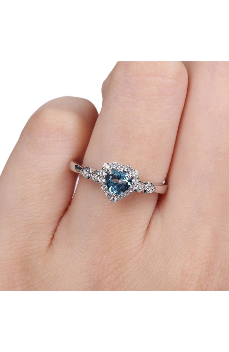 DELMAR Sterling Silver Cubic Zirconia Heart Shape Ring, Alternate, color, Blue
