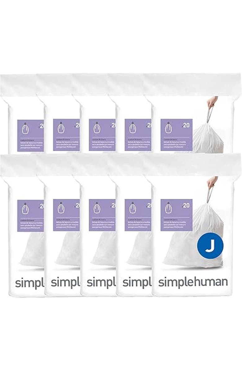 simplehuman Code J Custom Fit Liners with Quick Dispense Packs, Main, color, 200 Liners