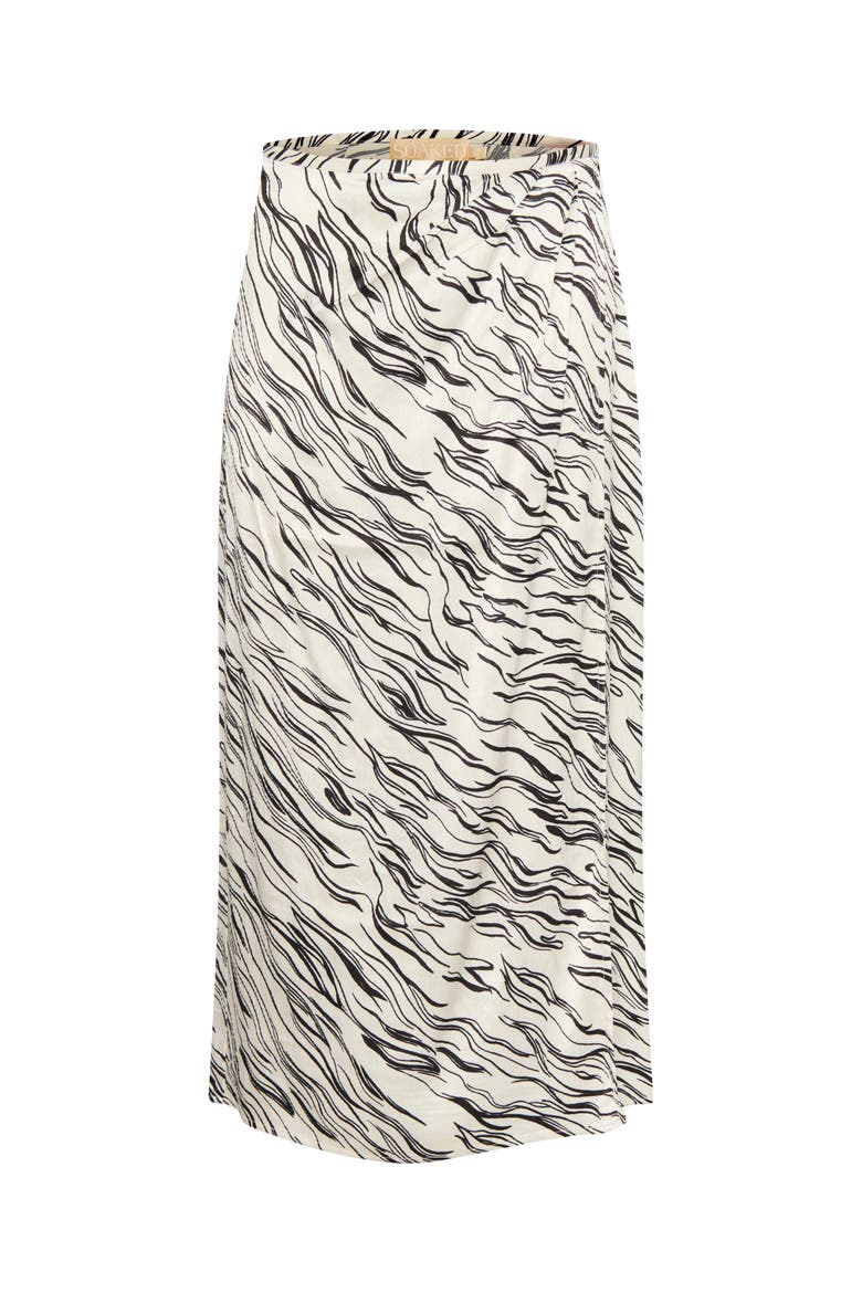 Vinka Wrap Midrise Waist Maxi Skirt, Alternate, color, White/Black Wave Print