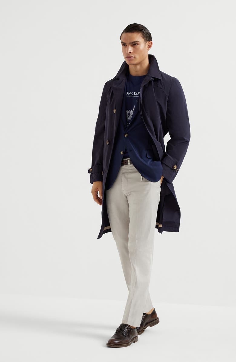 Brunello Cucinelli Water-resistant microfiber trench coat, Alternate, color, 